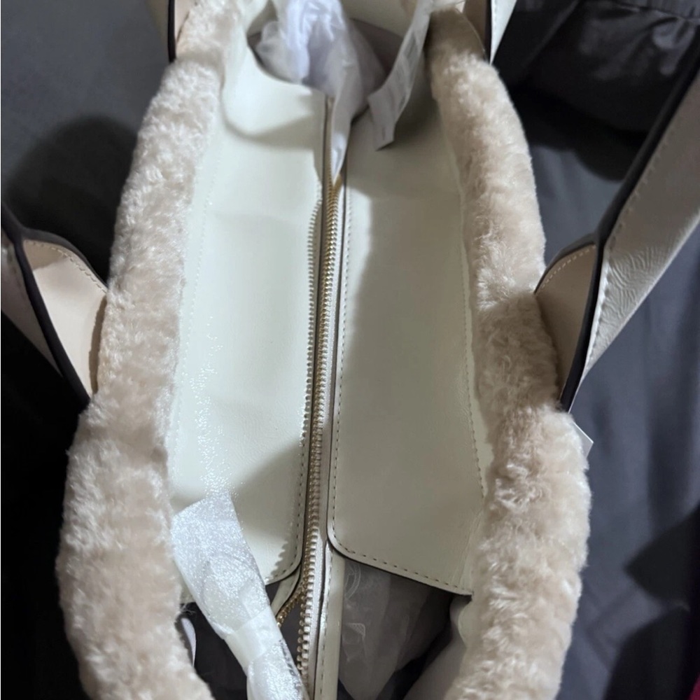 Kate Spade Large Cream Embroidered patent leather tote fur - NWT retails: $429 - Picture 9 of 12